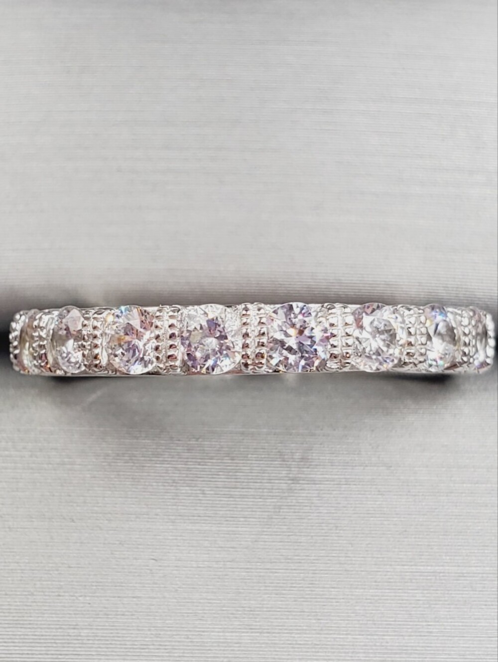925 Sterling Silver Pave Eternity Band Ring